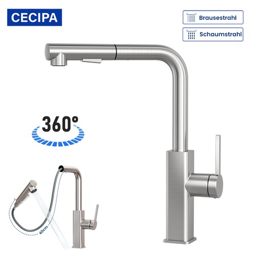 Edelstahl küchenarmatur 360 - küchenarmatur, 360°
